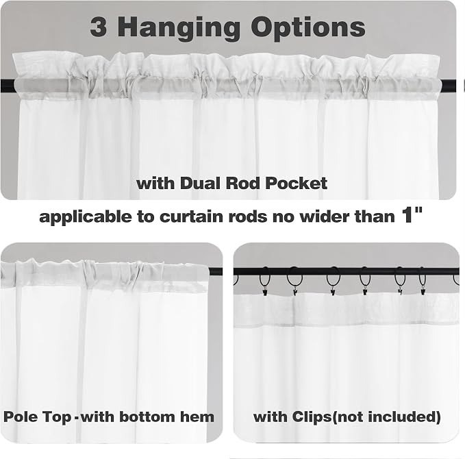 Chyhomenyc Extra Long White Sheer Curtains 102 Inches Long 2 Panels - Image 5