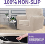ZNSAYOTX Oversized Velvet Couch Cover 4 Piece Stretch Sofa Covers - Image 5