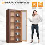 Locking Display Cabinet with Glass Door, 71”H Metal Curio Cabinets with - Image 3