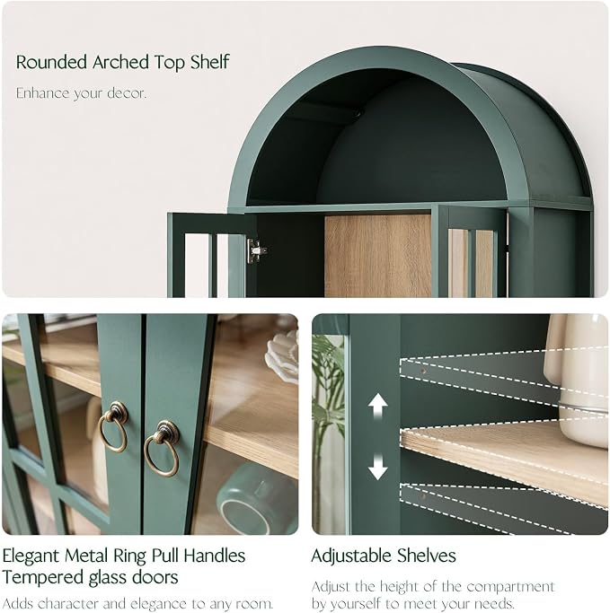 RowyPoey Farmhouse Arched Cabinet - Image 5