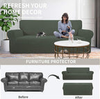 Easy-Going Stretch Loveseat Couch Covers Washable Olive Green | 1-Piece - Image 4
