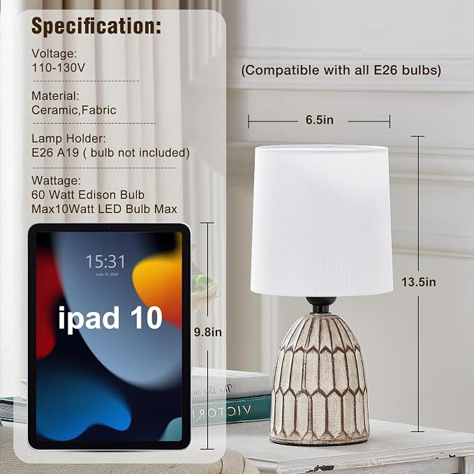 EJIAXIN Table Lamps Set of 2-13.5" Small Boho Lamp - Image 2