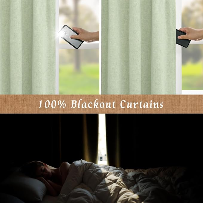 Linen 100% Blackout Window Curtains - Image 4