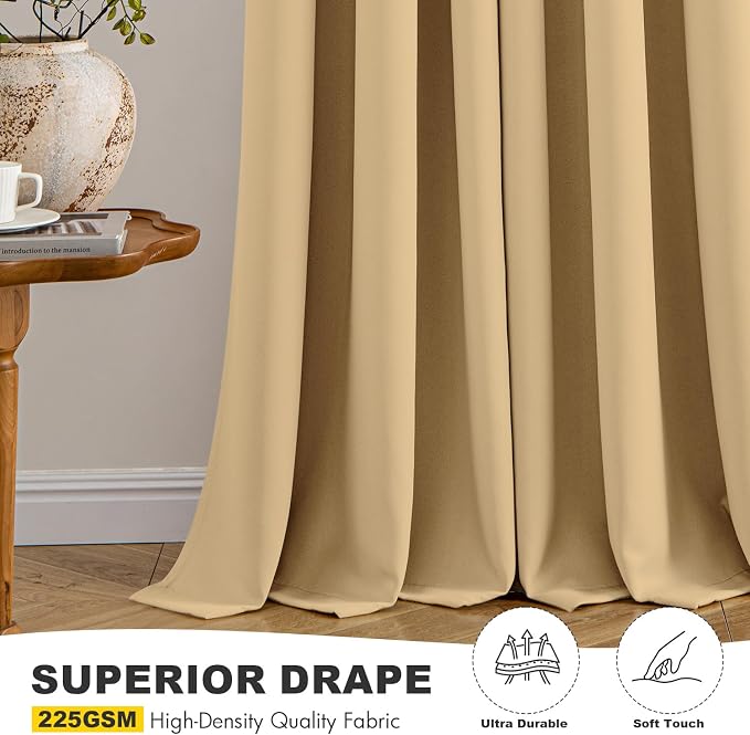MIULEE Blackout Curtains for Bedroom 2 Panels 40 x 63 Inch Long Gold | Thermal - Image 5