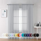 Chyhomenyc Light Grey Sheer Curtains 84 Inches Long, 2 Panels | Light Filtering by Chyhomenyc