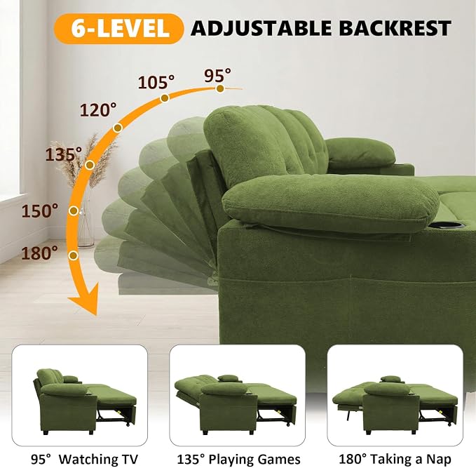 KCGKCG 93" L Shaped Sleeper Sofa Bed, Pull Out Couch Bed - Image 3