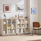 9 Cube Storage Book Shelf, Wood Floor Standing 3-Tier Cubby Bookshelf - Image 4