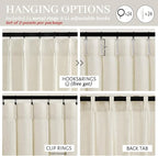 Extra Wide 70 Inch Cream Light Filtering Curtains - Image 7