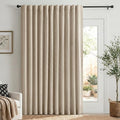 Linen Textured Total Blackout Sliding Door Curtains 96 Inches Long, Oatmeal | by 100BlackoutShield