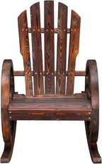 Outvita Adirondack Rocking Chair, Wood Wagon Rocker, Outdoor Wooden Carbonized - Image 4