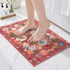 Floral Entry Rug Small Red Door Mat 24x17Inch by WelcometoBabovid