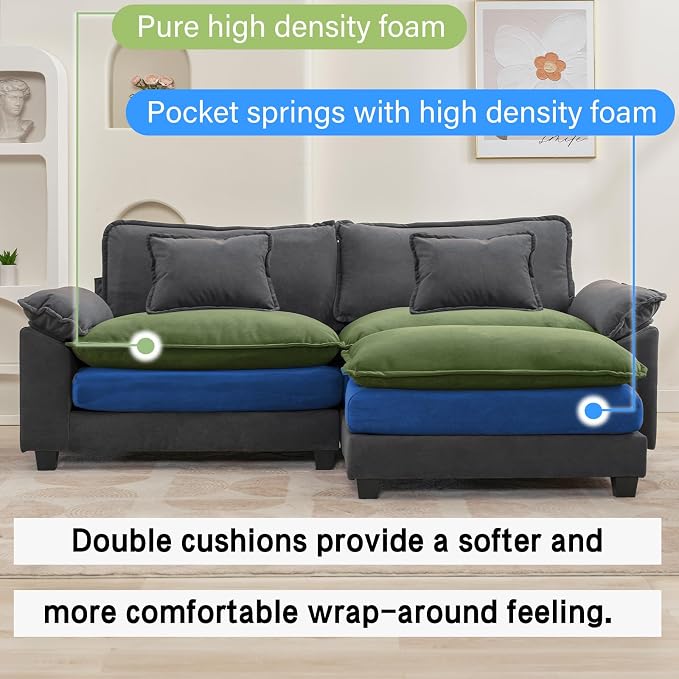 Oprisen 86" Modular Sectional Sofa, Comfy Cloud Couch Sectional Sofa - Image 3