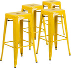 Flash Furniture Lily 4 Pack Commercial Grade 30" High Backless Yellow Metal by FlashFurniture