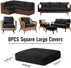 8Pcs Outdoor Cushion Covers, Stretch Patio Furniture Couch Chair Slipcovers | - Image 2