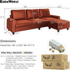 EASE MOOSE Large Seat Velvet L-Shaped Sofa, Soft 4 Seat Couch - Image 2