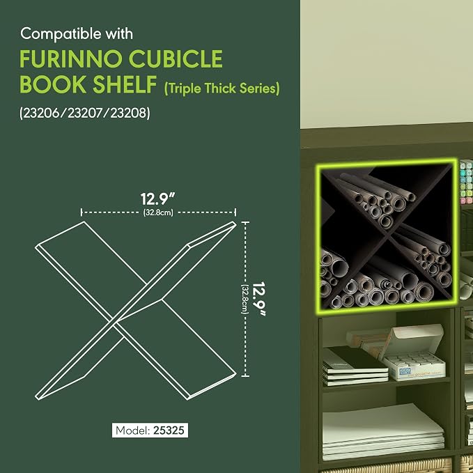 Furinno Cubicle Cube Insert, X-Shelf Cube Organizer, 3-Shelf Accessory - Image 3