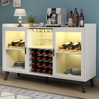 Auromie Wine Bar Cabinet with Led Light, Home Coffee Cabinet with Wine and - Image 2