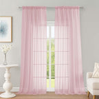 Extra Long Blush Sheer Curtains 96 Inches Long 2 Panels Set, Soft Lightweight by OWENIE