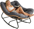 SUNCROWN Oversized Wicker Rocking Chair Indoor Outdoor, 450 LBS Heavy Duty by HOME