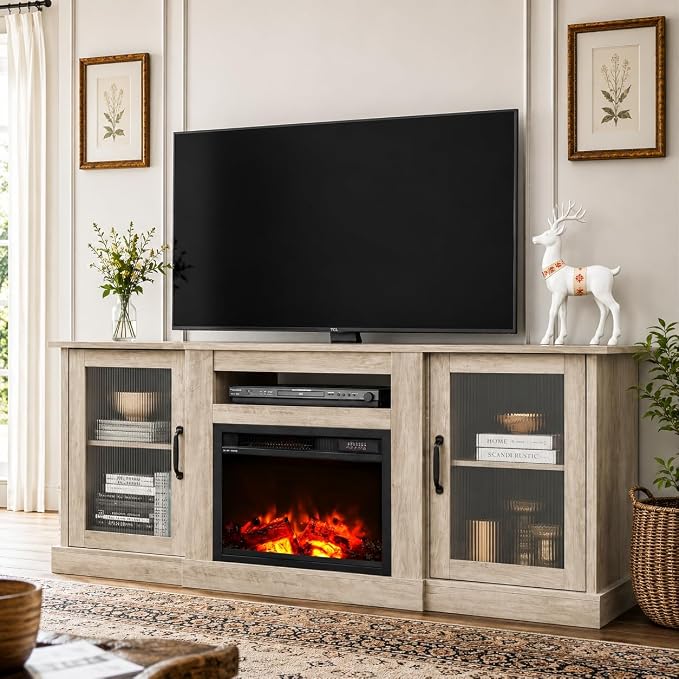 WLIVE Fireplace TV Stand for 65" TV, Entertainment Center by WLIVE
