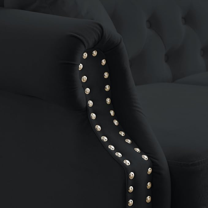 79" 2 Piece 3-Seater Velvet Chesterfield Sofa - Image 5