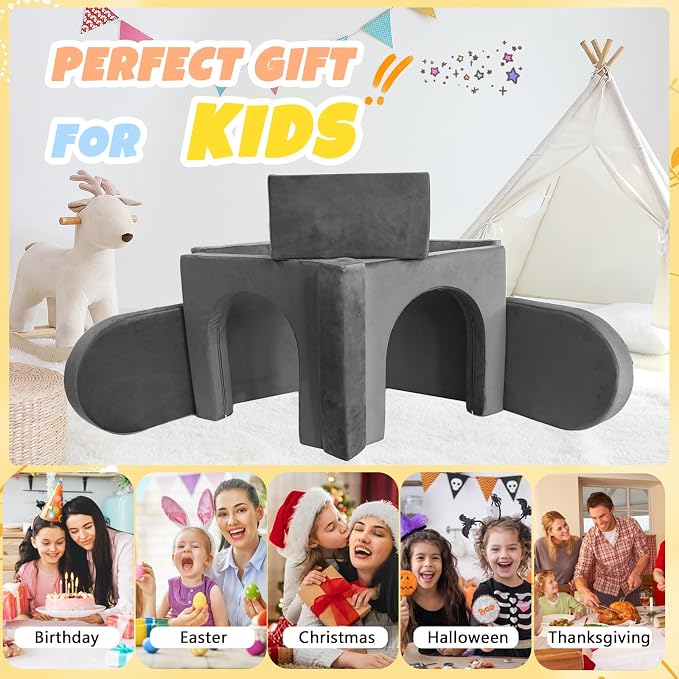 10 Pcs Modular Kids Play Sofa – Versatile Convertible Foam Cushion That Doubles - Image 7