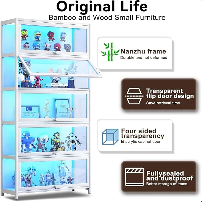 Display Cabinet with Acrylic Glass Doors 67.7'' Tall Curio Cabinet - Image 3