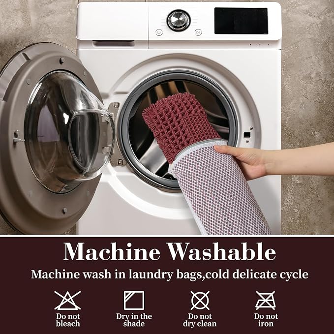 RESARE Waffle Bath Mat for Bathroom Non Slip Bathroom Rugs 24"x36" Dark Red | - Image 6