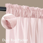 MIULEE Blush Pink Sheer Curtains 63 Inches Long 4 Panels 42 x 63 Inches | Light - Image 3