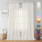 Sheer Curtain Panels Set 96" Inches Long, Solid Voile Light Filtering Airy by Lecloud