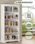 TVU 5-Tier Wooden Bookshelf, 31.5" W x 65" H ×9.9" D Bookshelf - Image 6