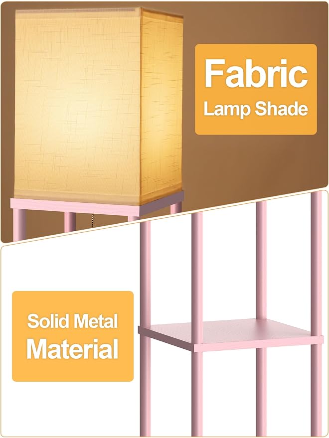 Pink Floor Lamp with Shelves for Living Room, Shelf Floor Lamp with 3 CCT LED - Image 4