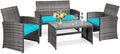 Tangkula 4 PCS Wicker Patio Conversation Set, Outdoor Rattan Sofas by TANGKULA