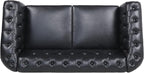 LEVNARY Leather Sofa, Chesterfield Tufted Upholstered 2 Seater Couch, Modern - Image 3