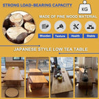 200 cm Solid Wood Low Coffee Table in Japanese Style, Tatami Meditation Table - Image 5