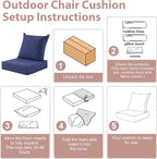 Outdoor Deep Seat Cushion Set, 24x24 Inch Water-Resistant & Fade-Resistant - Image 7