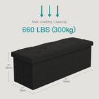 VECELO 43'' Folding Storage Ottoman Bench, Storage Chest, Linen Fabric Foot - Image 3