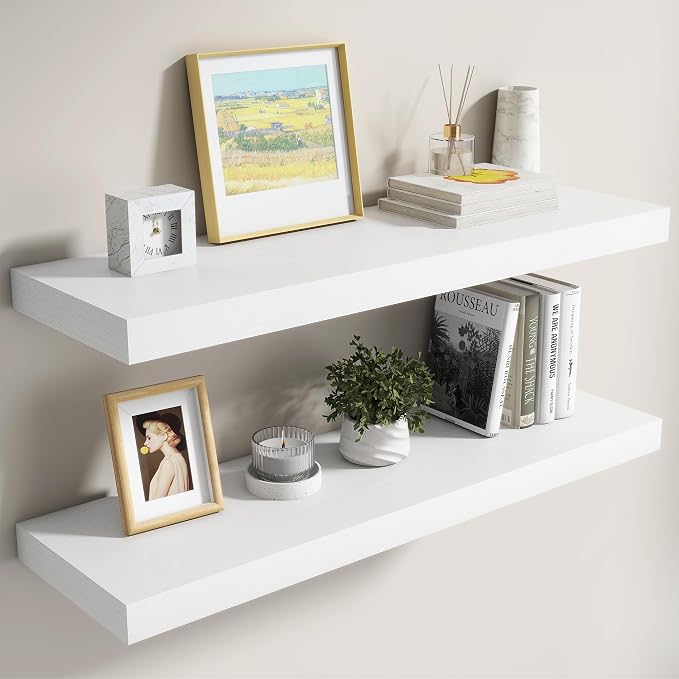 Dreamland White Floating Shelves 36 Inch Long, 8 Inch Deep Floating Shelves by Dreamland