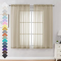 Taupe Sheer Curtains 63 Inches Long 2 Panels by OVZME