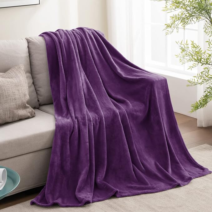 BEDELITE Fleece Blanket Soft Plush Twin Size Blanket Purple 60"x80" | Ultra - Image 5