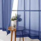 Royal Blue Sheer Curtains 54 Inch Length 2 Panels, Voile Light Filtering - Image 7