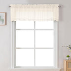 Chyhomenyc Cream Sheer Valance for Windows, 2 Pack | Light Filtering Voile Soft by Chyhomenyc