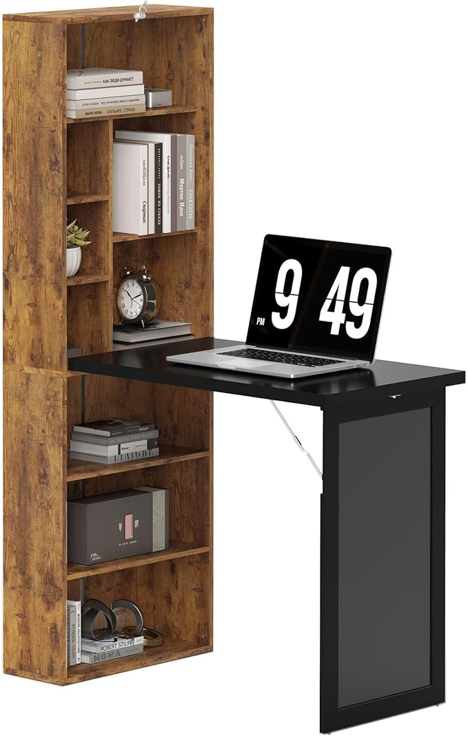 HOMCOM Foldable Convertible Writing Table, Wall Mounted Space-Saving Computer by HOMCOM