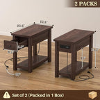 Narrow End Table Set of 2 with Charging Station - Image 3