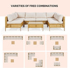 VINGLI 7 Piece Patio Sectional Furniture Set, Wicker Outdoor Furniture - Image 6