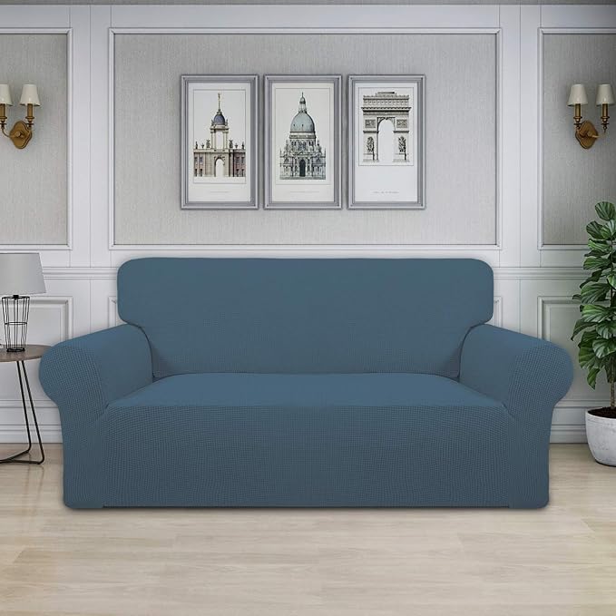 Easy-Going Stretch Oversized Loveseat Couch Covers Washable Bluestone | 1-Piece - Image 2