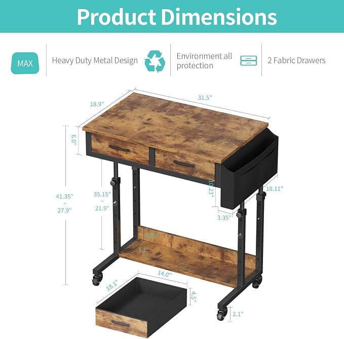 Small Portable Standing Rolling Desk - Image 3