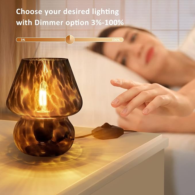 ONEWISH Mushroom Lamp Small Vintage Table Lamp - Image 2