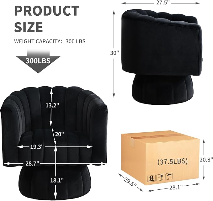 Swivel Accent Barrel Chair Set of 2- Cute Comfy Small Round 360° Arm Chair - Image 2