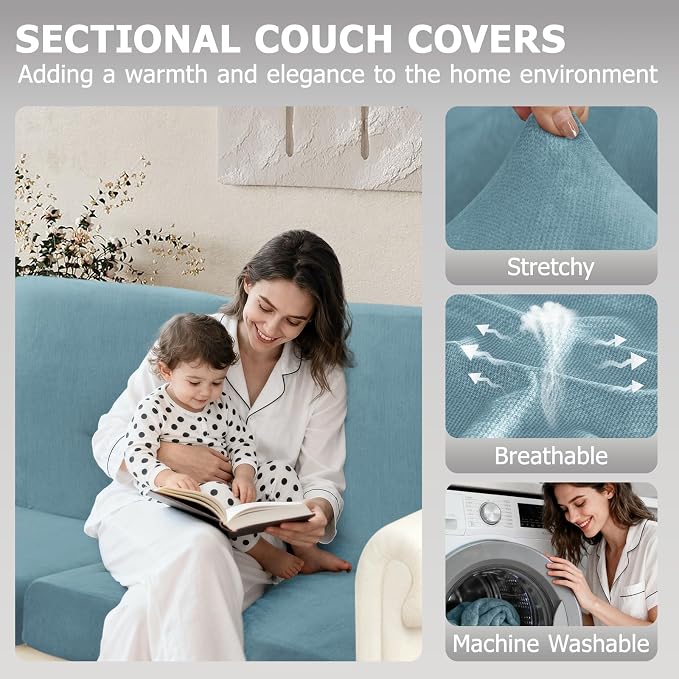 Arfntevss Sectional Couch Covers L Shape Couch Cushion Covers Slipcovers Fitted - Image 2